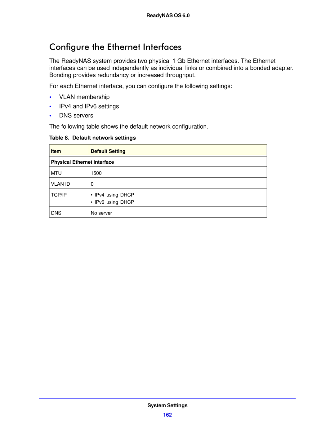 NETGEAR 104, 314, 312 software manual Configure the Ethernet Interfaces, Default network settings 