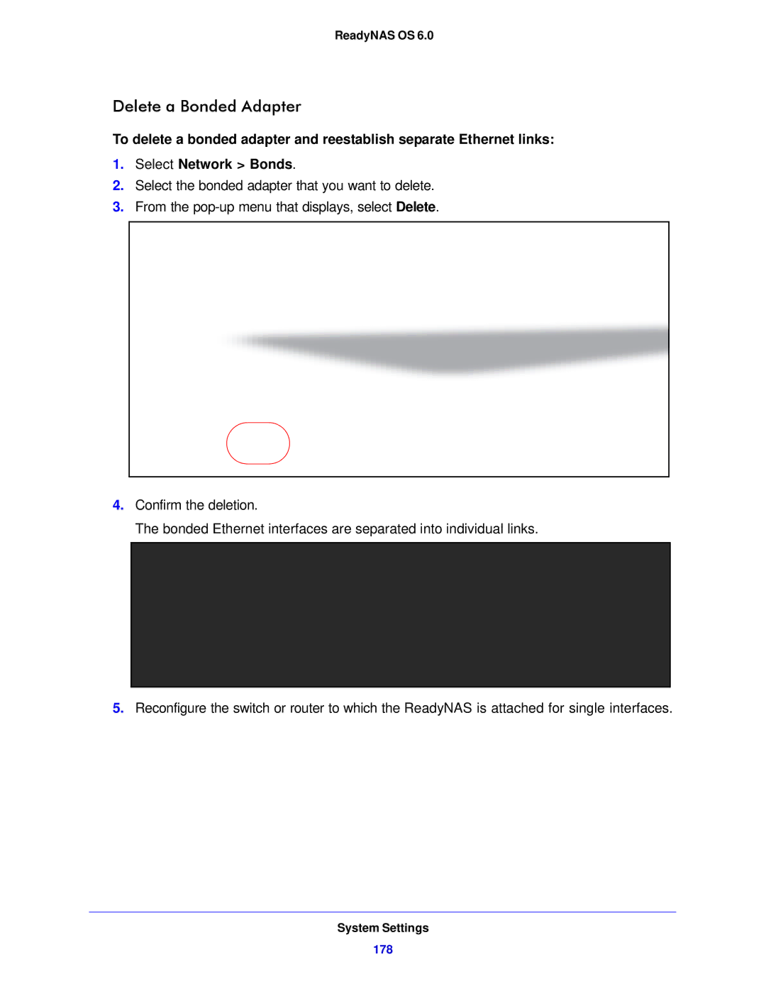 NETGEAR 314, 104, 312 software manual Delete a Bonded Adapter 