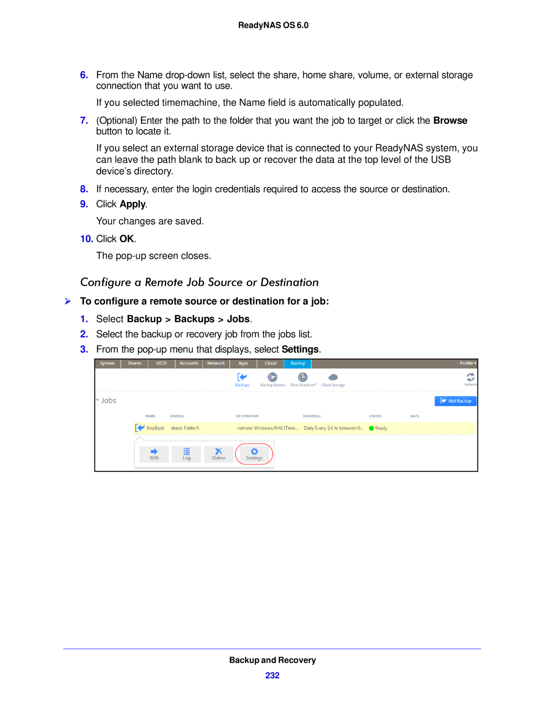 NETGEAR 314, 104, 312 software manual Configure a Remote Job Source or Destination 