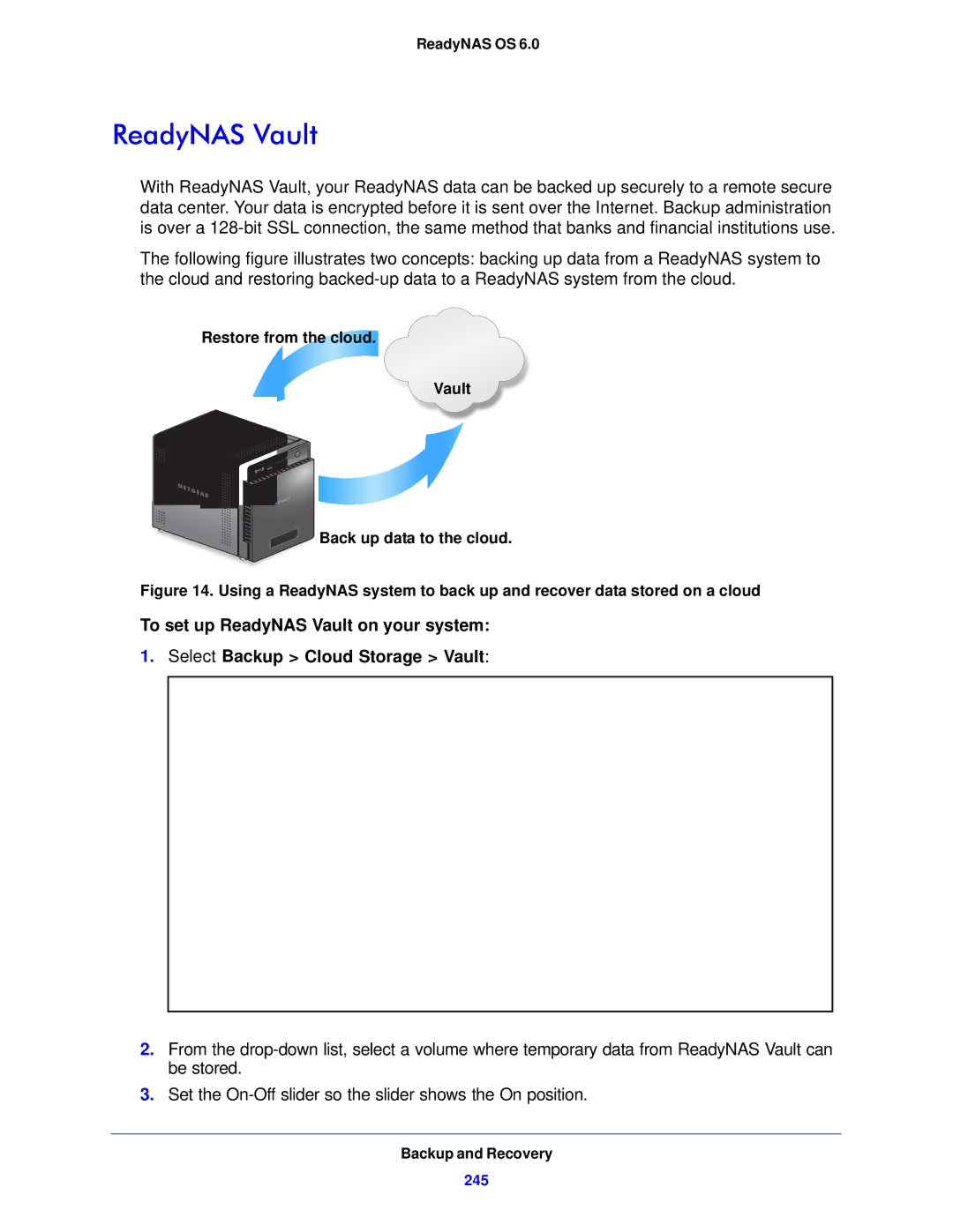 NETGEAR 312, 104, 314 software manual ReadyNAS Vault 