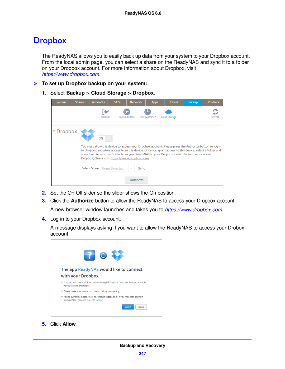 NETGEAR 314, 104, 312 software manual Dropbox 