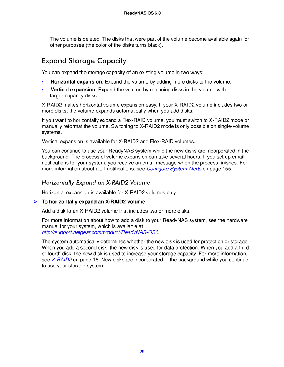 NETGEAR 312 Expand Storage Capacity, Horizontally Expand an X-RAID2 Volume,  To horizontally expand an X-RAID2 volume 