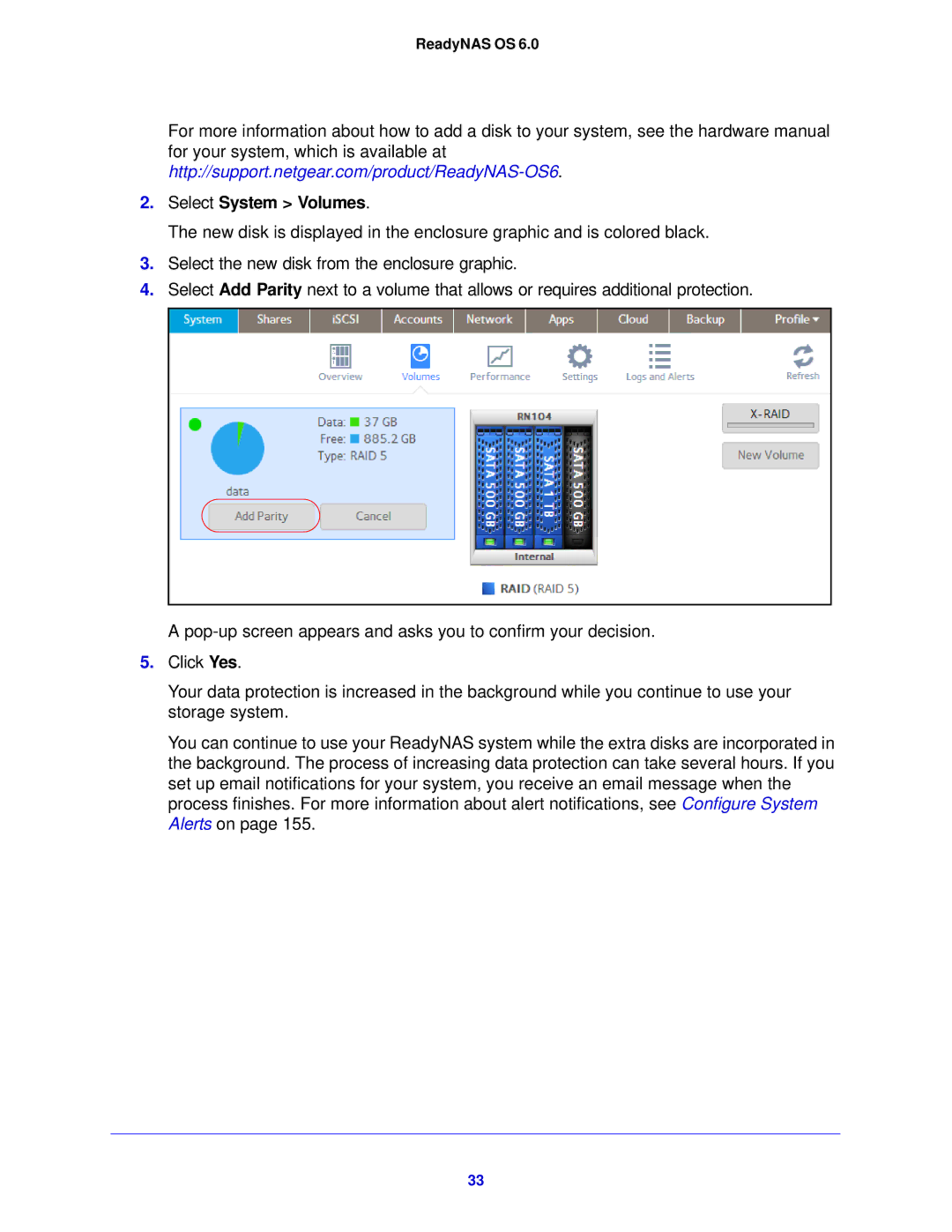 NETGEAR 104, 314, 312 software manual Select System Volumes 