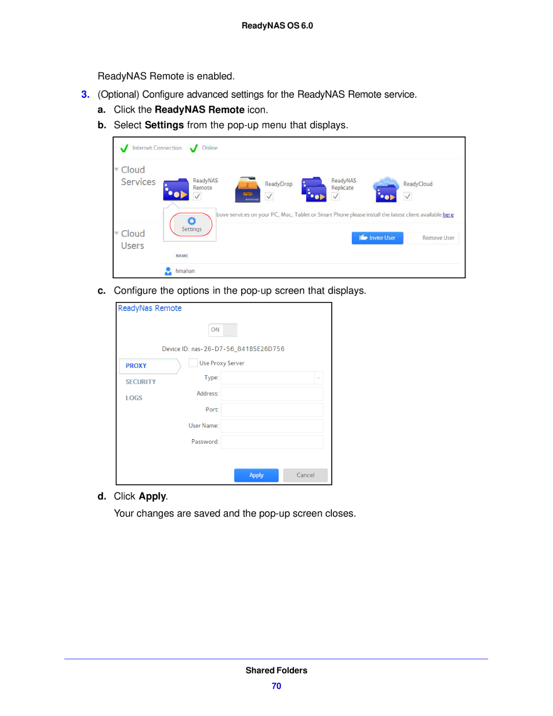 NETGEAR 314, 104, 312 software manual Click the ReadyNAS Remote icon 