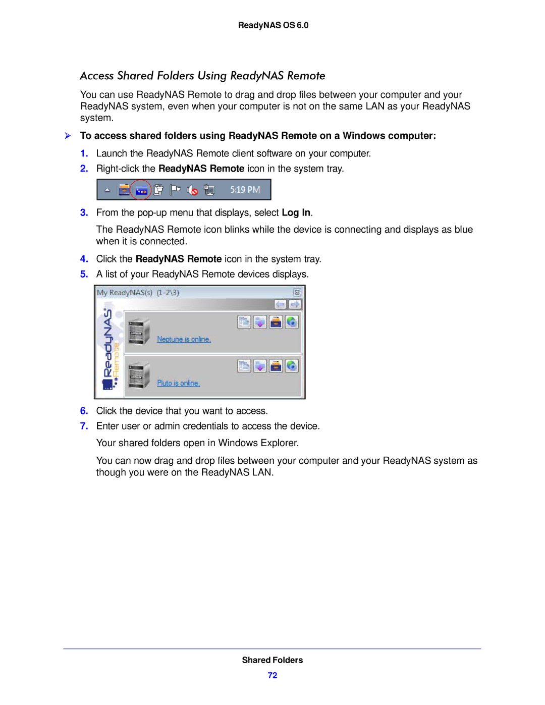 NETGEAR 104, 314, 312 software manual Access Shared Folders Using ReadyNAS Remote 