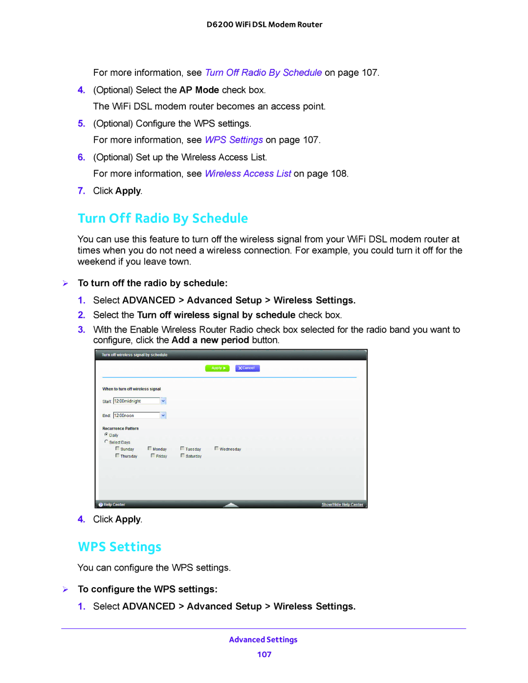 NETGEAR 202-11171-04 user manual Turn Off Radio By Schedule, WPS Settings 