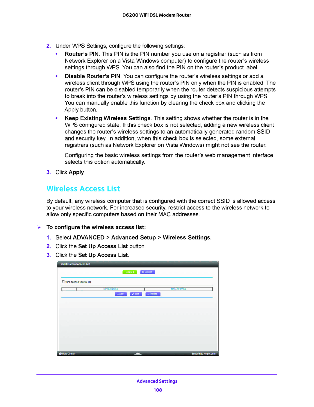 NETGEAR 202-11171-04 user manual Wireless Access List 