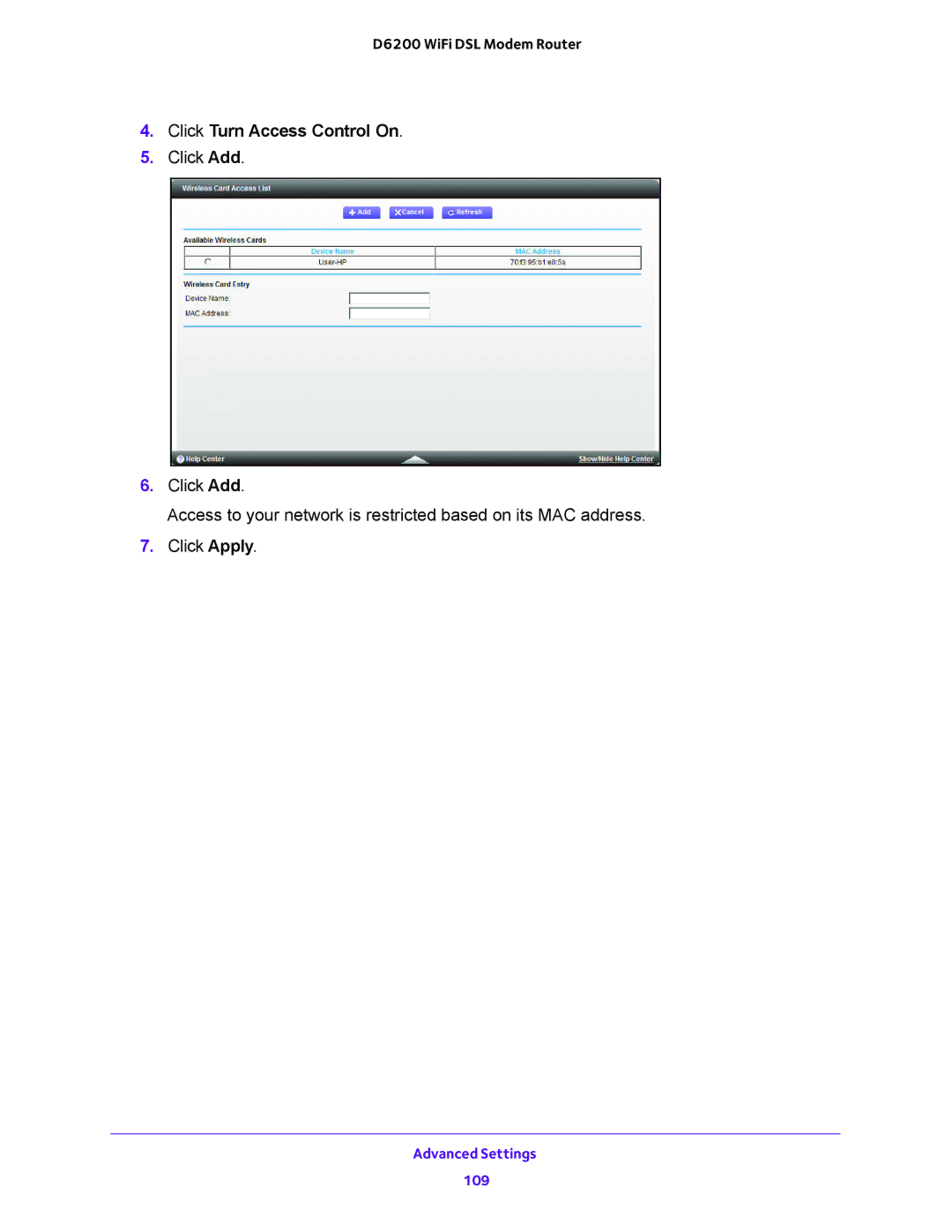 NETGEAR 202-11171-04 user manual Click Turn Access Control On 