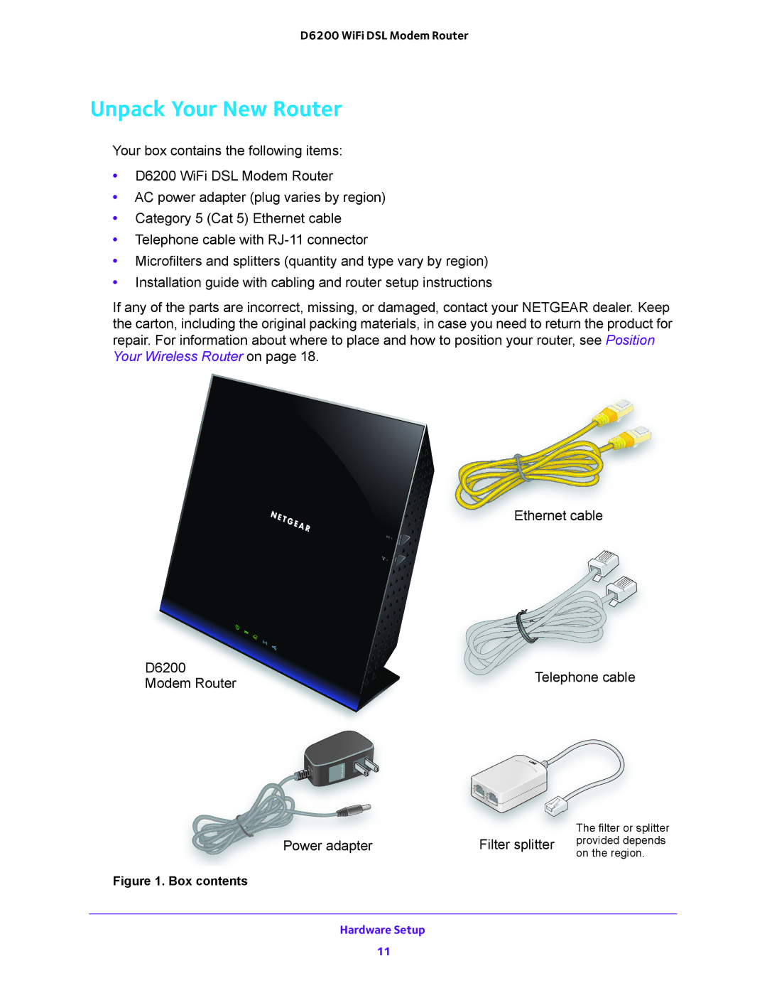 NETGEAR 202-11171-04 user manual Unpack Your New Router, Box contents 