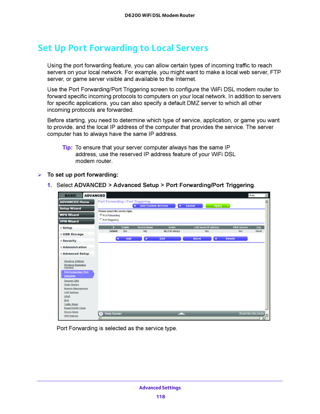 NETGEAR 202-11171-04 user manual Set Up Port Forwarding to Local Servers 