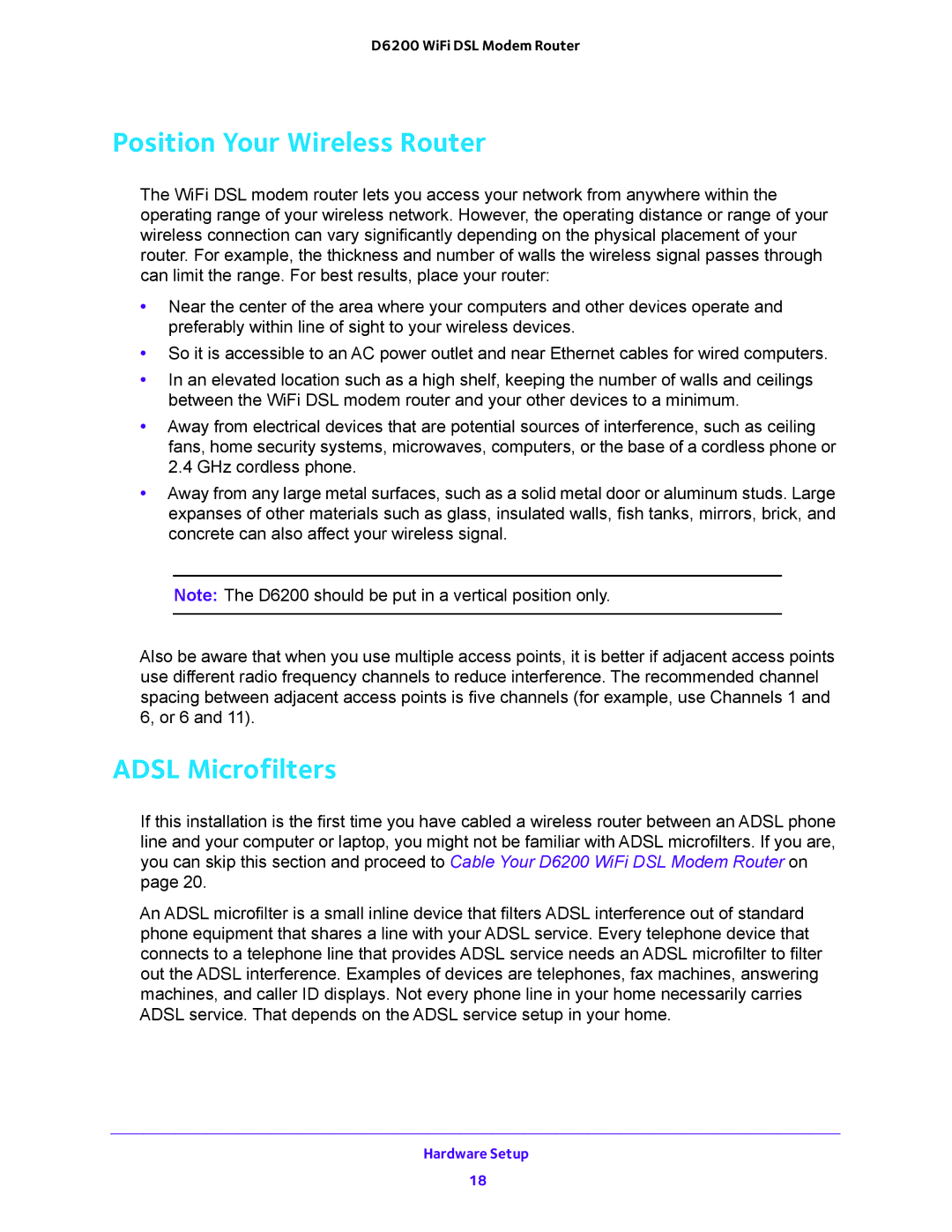 NETGEAR 202-11171-04 user manual Position Your Wireless Router, Adsl Microfilters 