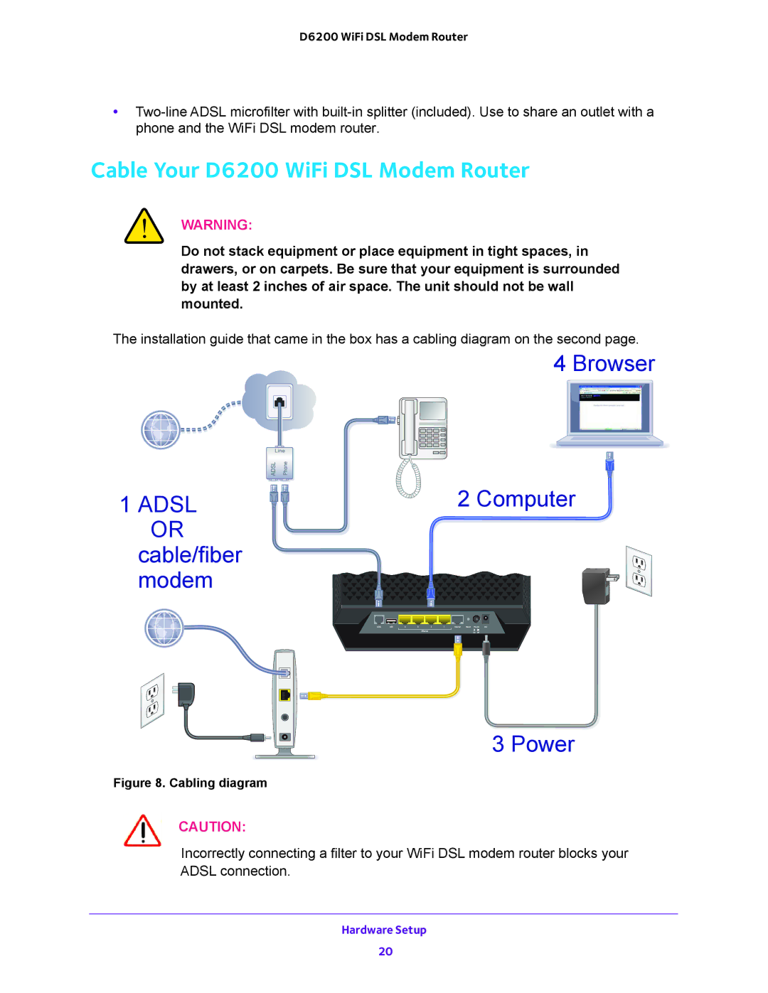 NETGEAR 202-11171-04 user manual Cable Your D6200 WiFi DSL Modem Router, Adsl 