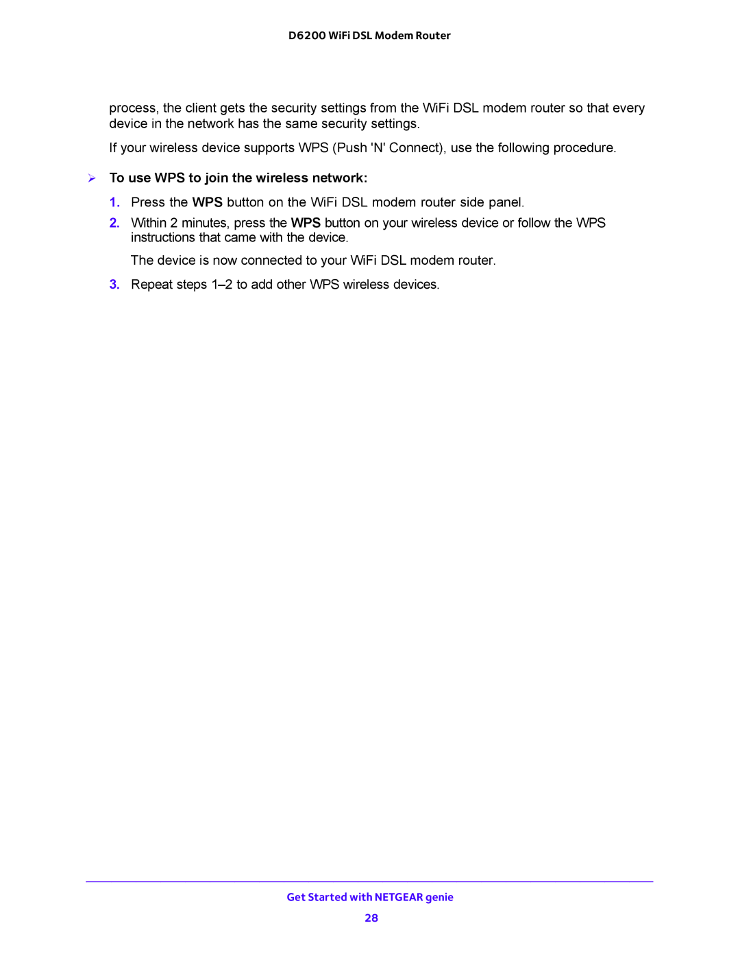 NETGEAR 202-11171-04 user manual  To use WPS to join the wireless network 