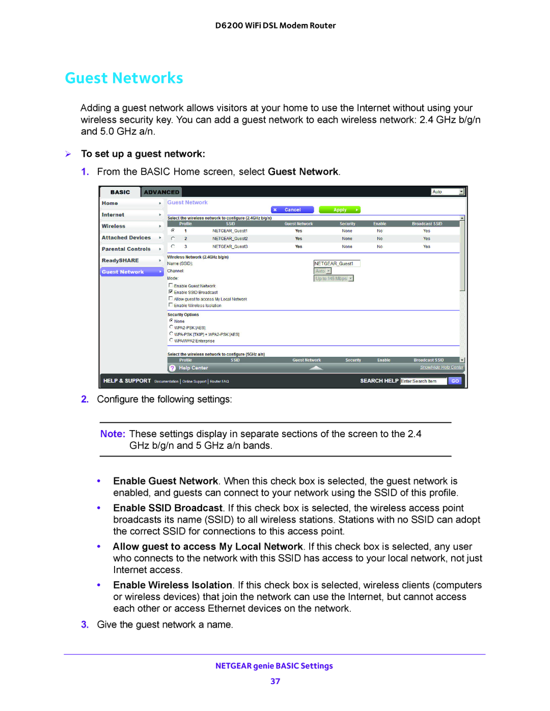 NETGEAR 202-11171-04 user manual Guest Networks,  To set up a guest network 