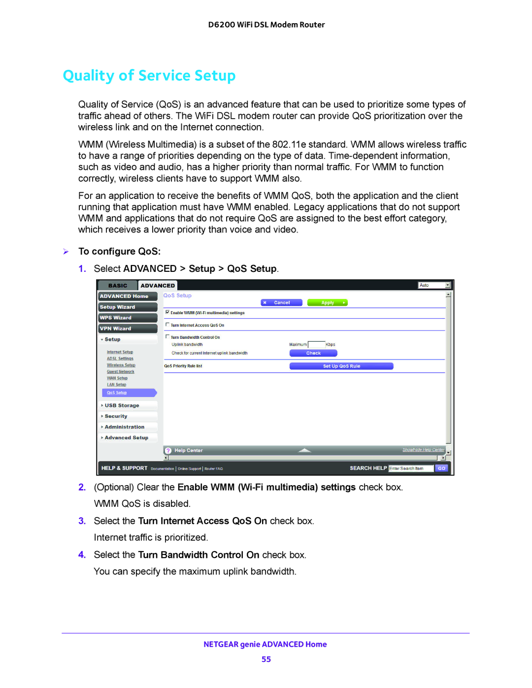 NETGEAR 202-11171-04 user manual Quality of Service Setup 