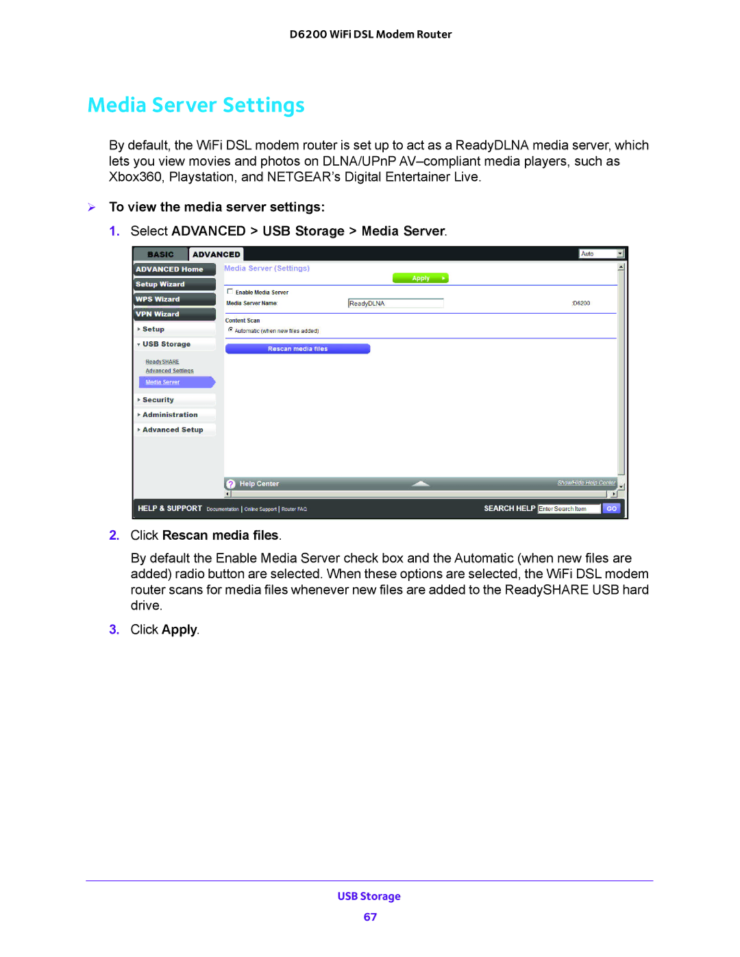 NETGEAR 202-11171-04 user manual Media Server Settings 