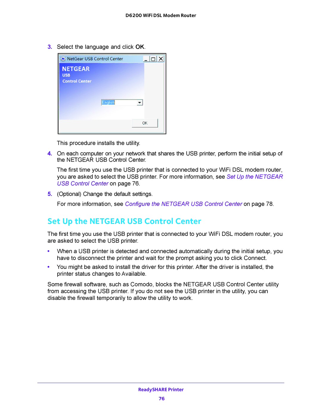 NETGEAR 202-11171-04 user manual Set Up the Netgear USB Control Center 