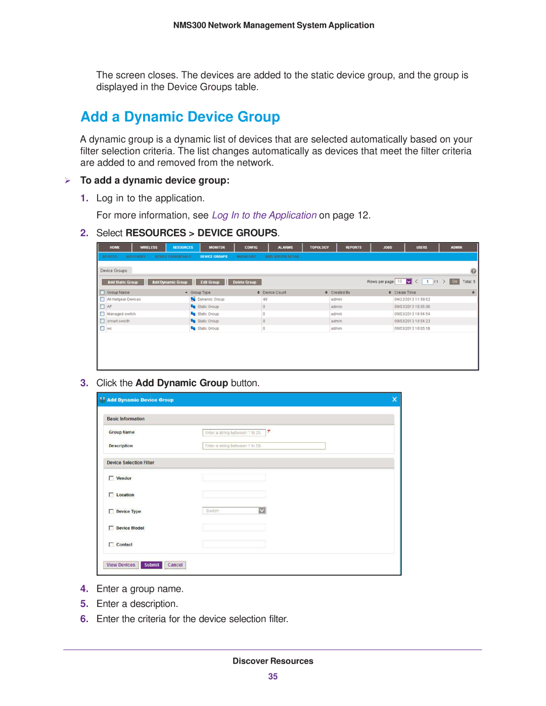 NETGEAR 202-11288-02 quick start Add a Dynamic Device Group,  To add a dynamic device group 