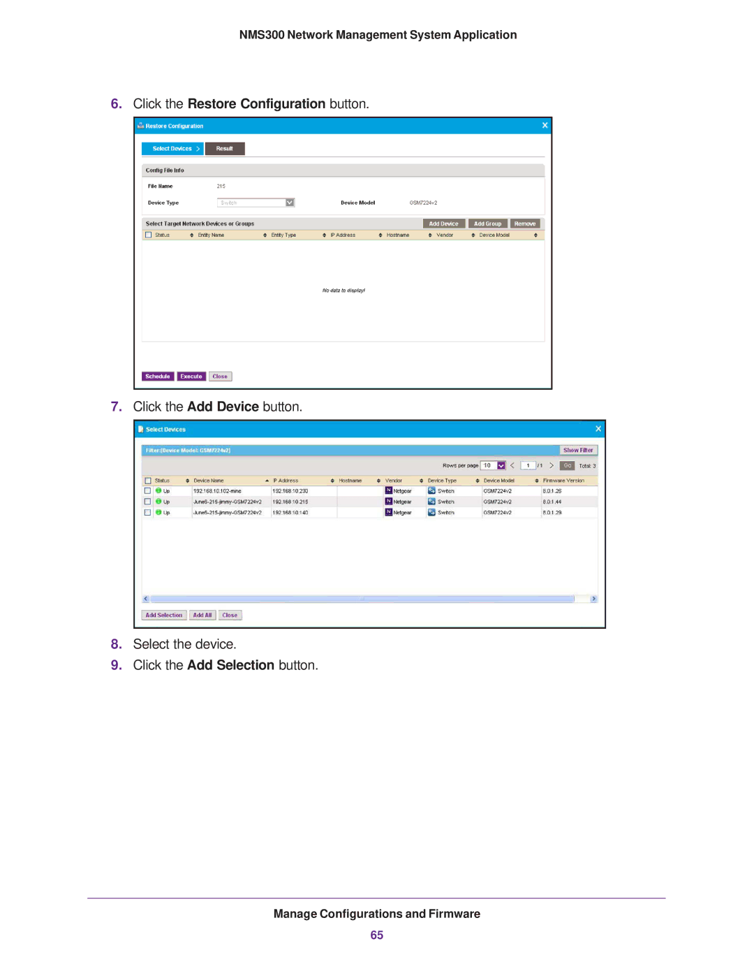 NETGEAR 202-11288-02 quick start Click the Restore Configuration button 