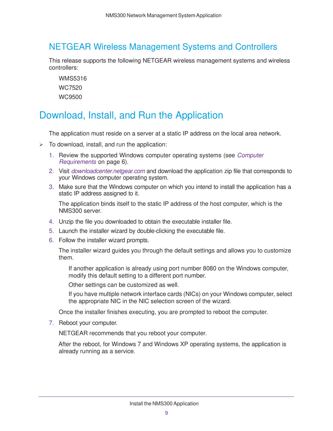 NETGEAR 202-11288-02 Download, Install, and Run the Application, Netgear Wireless Management Systems and Controllers 