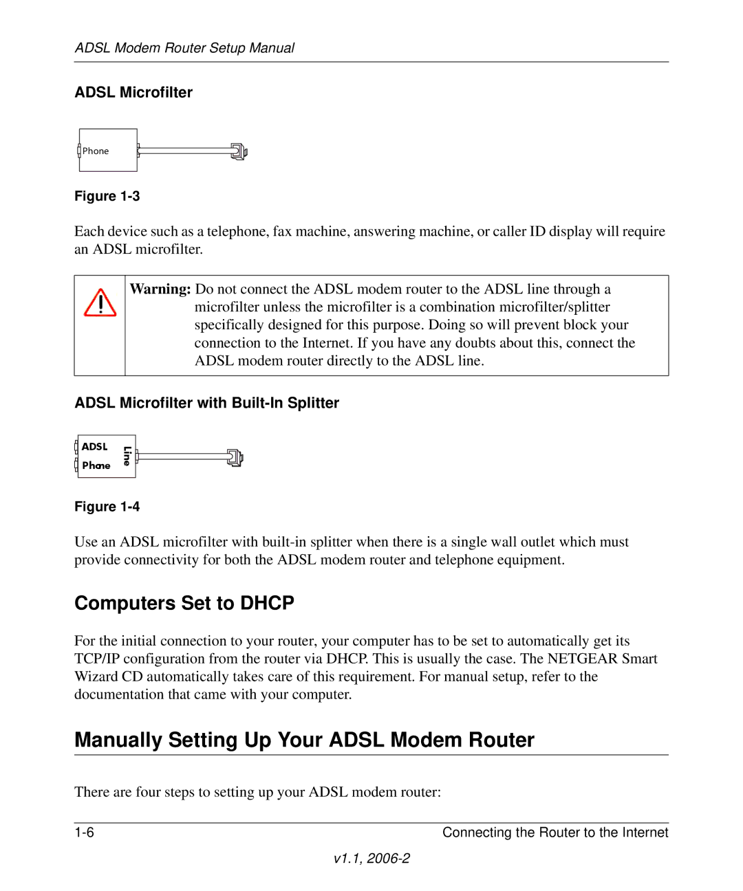 NETGEAR 208-10026-01 manual Manually Setting Up Your Adsl Modem Router, Computers Set to Dhcp 