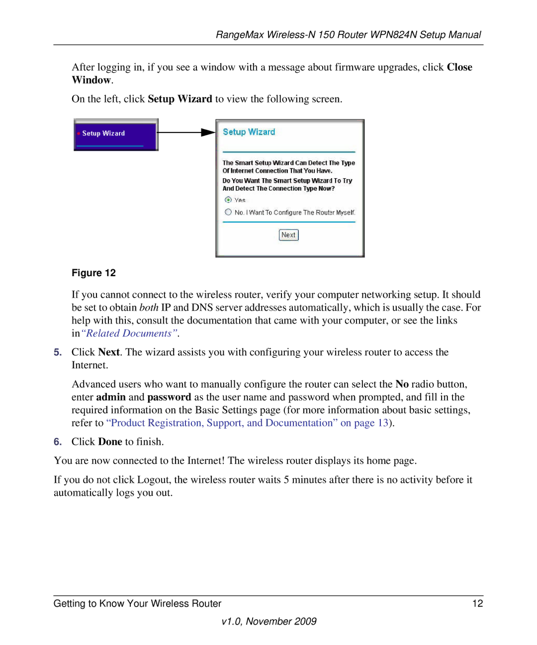 NETGEAR 208-10541-01 manual RangeMax Wireless-N 150 Router WPN824N Setup Manual 