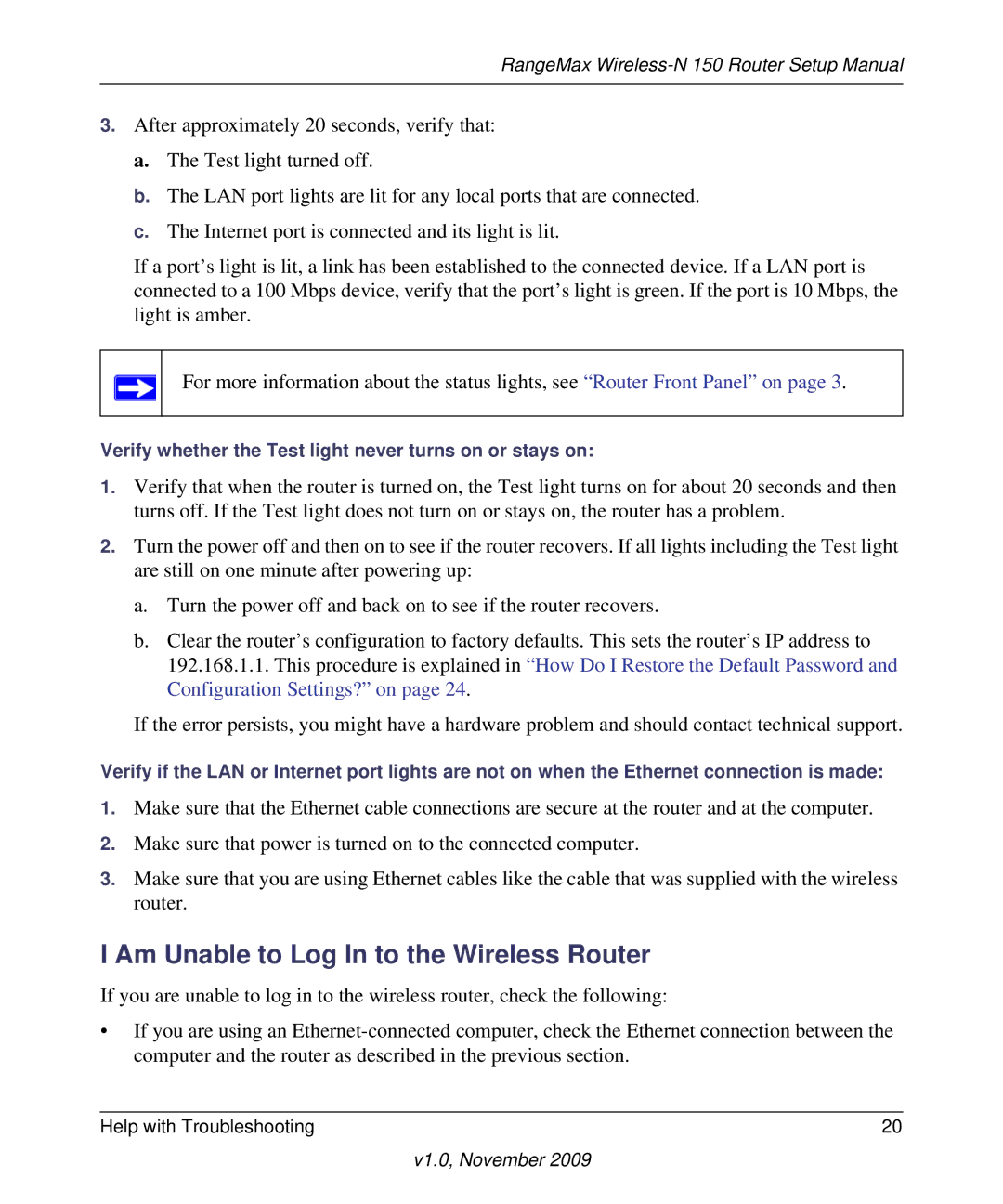 NETGEAR 208-10541-01 manual Am Unable to Log In to the Wireless Router 