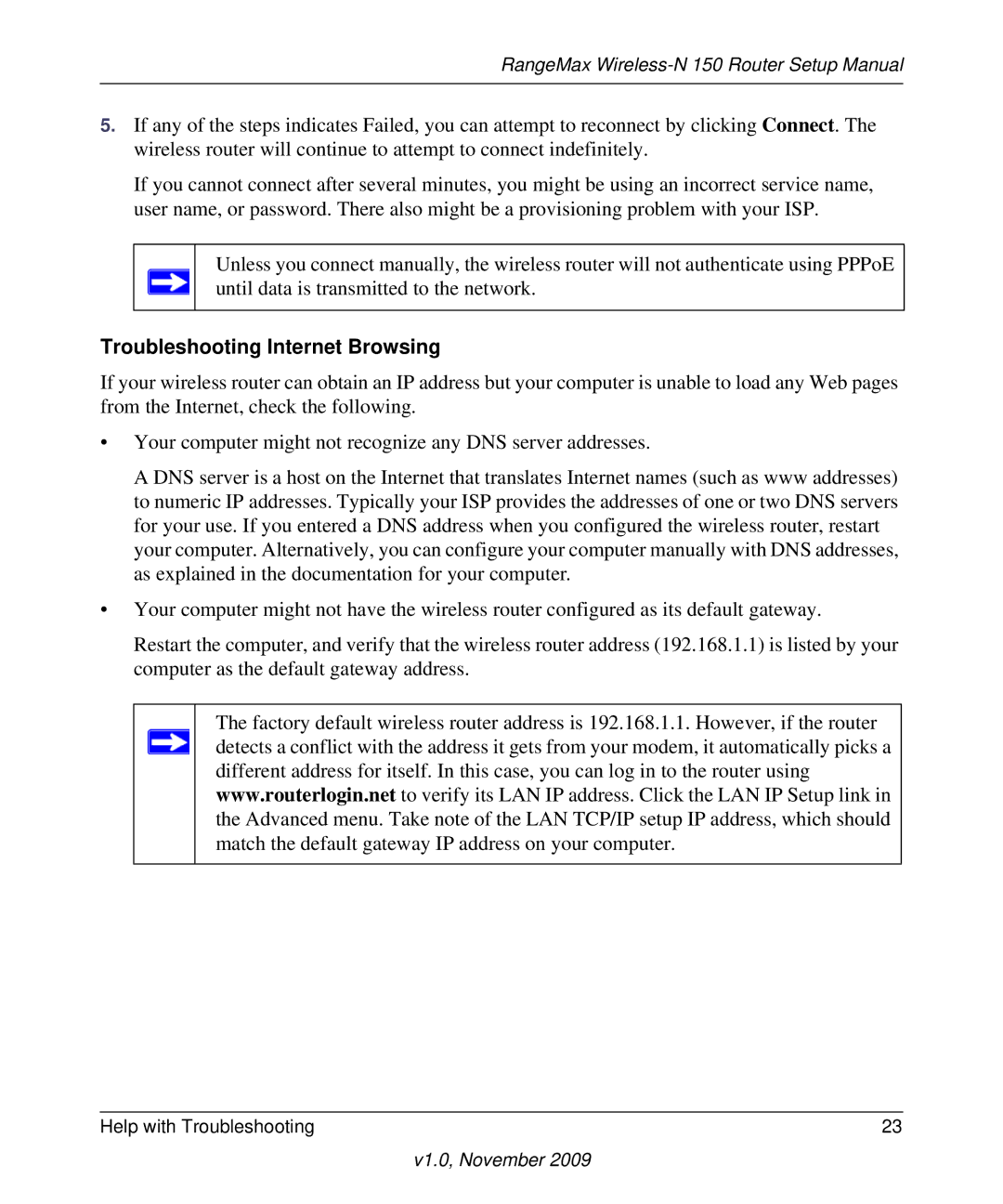 NETGEAR 208-10541-01 manual Troubleshooting Internet Browsing 