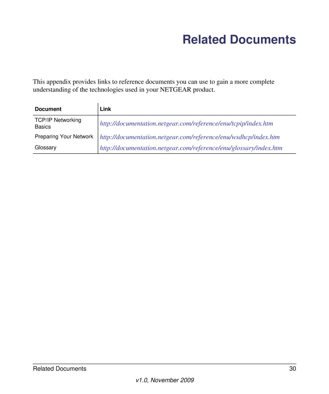 NETGEAR 208-10541-01 manual Related Documents, Document Link 