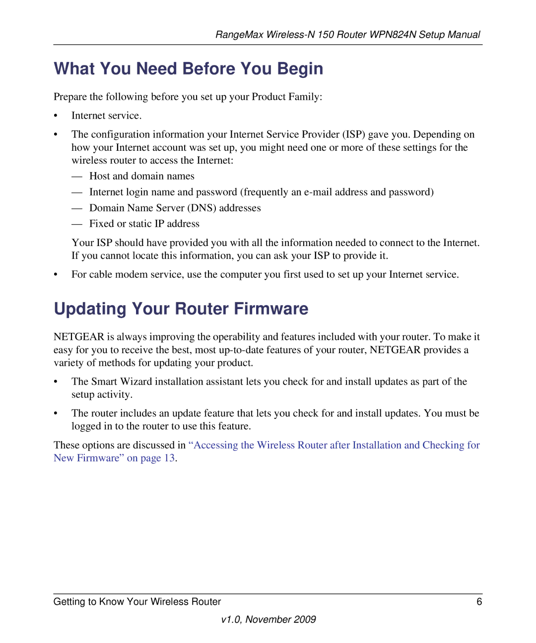 NETGEAR 208-10541-01 manual What You Need Before You Begin, Updating Your Router Firmware 