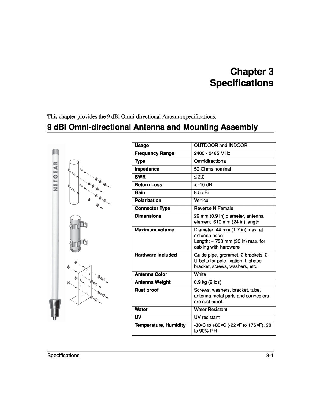 NETGEAR 2409 manual Chapter Specifications 