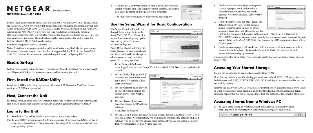 NETGEAR 3200 user manual Basic Setup 