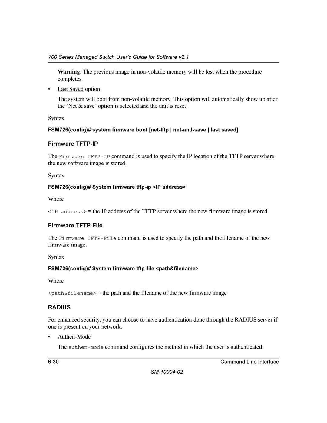 NETGEAR 700 Series manual Firmware TFTP-IP, Firmware TFTP-File 