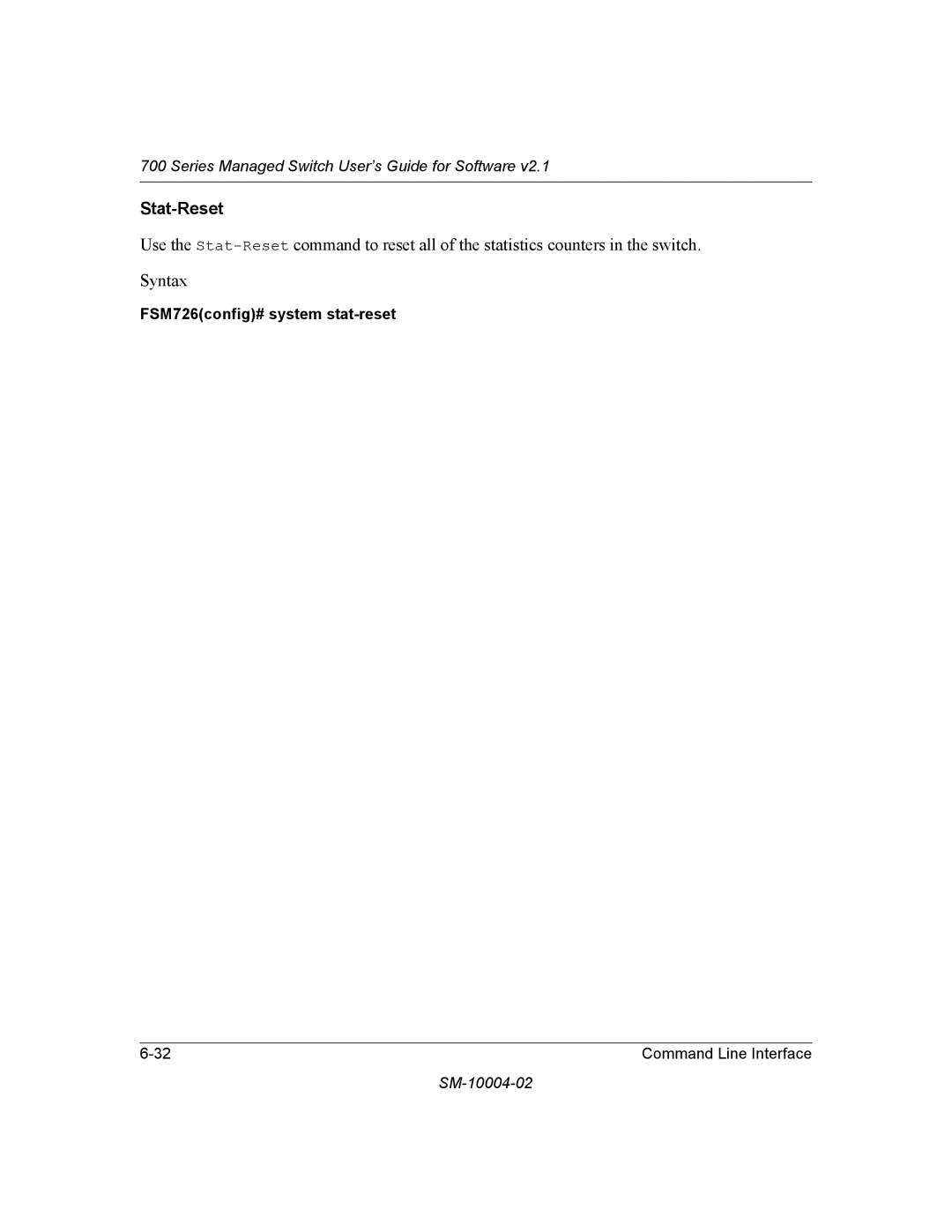 NETGEAR 700 Series manual Stat-Reset 