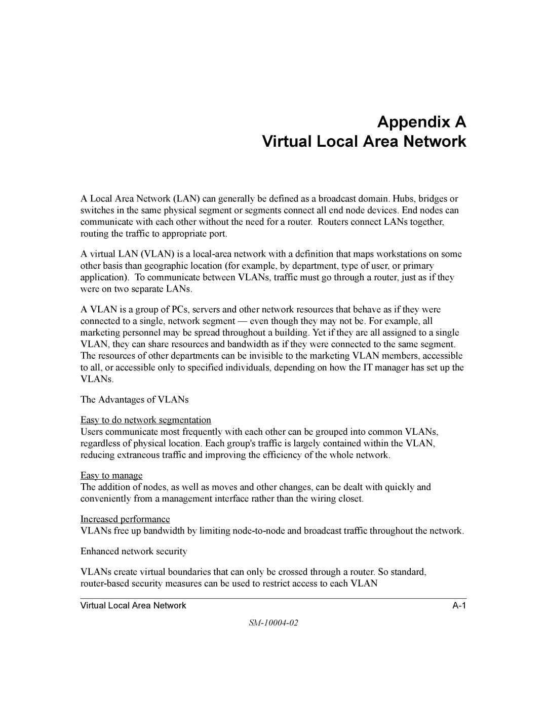 NETGEAR 700 Series manual Appendix a Virtual Local Area Network 