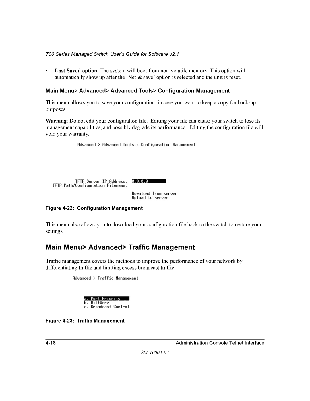 NETGEAR 700 Series manual Main Menu Advanced Traffic Management, Main Menu Advanced Advanced Tools Configuration Management 