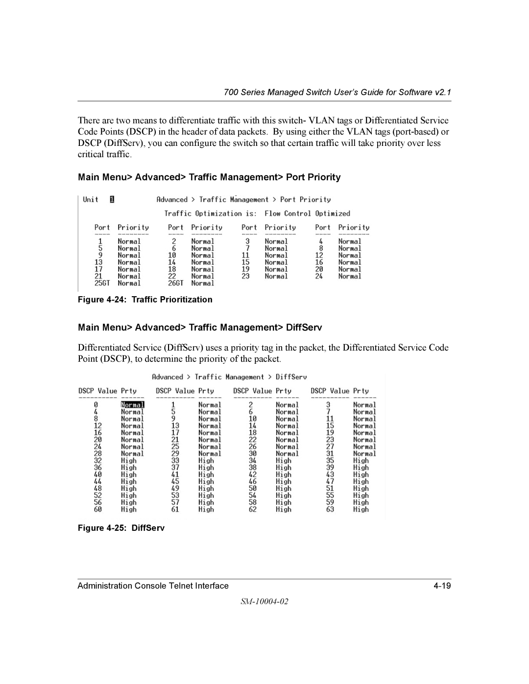 NETGEAR 700 Series Main Menu Advanced Traffic Management Port Priority, Main Menu Advanced Traffic Management DiffServ 