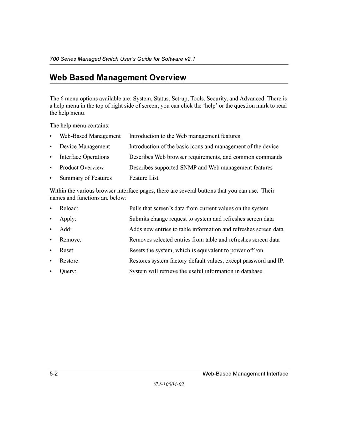 NETGEAR 700 Series manual Web Based Management Overview 