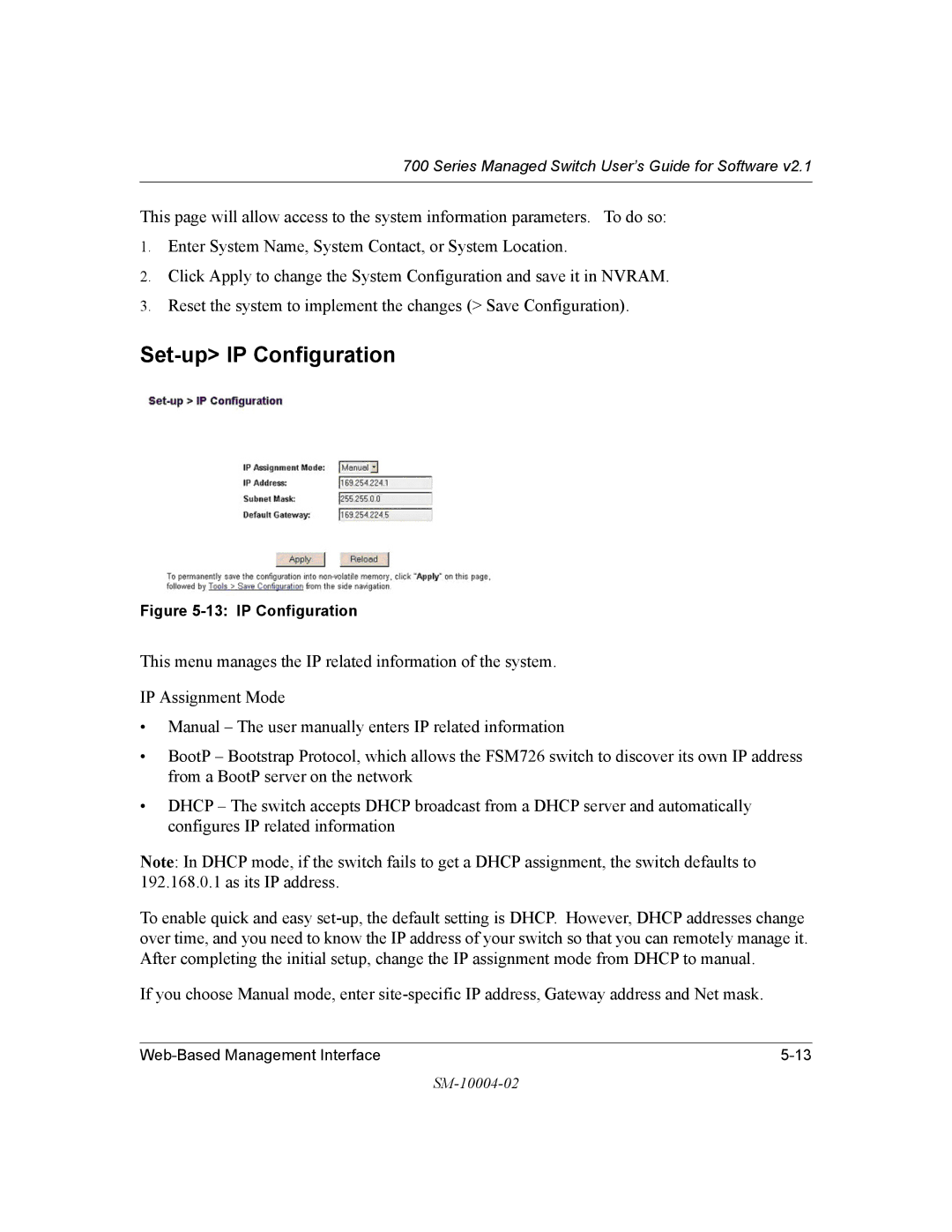 NETGEAR 700 Series manual Set-up IP Configuration 