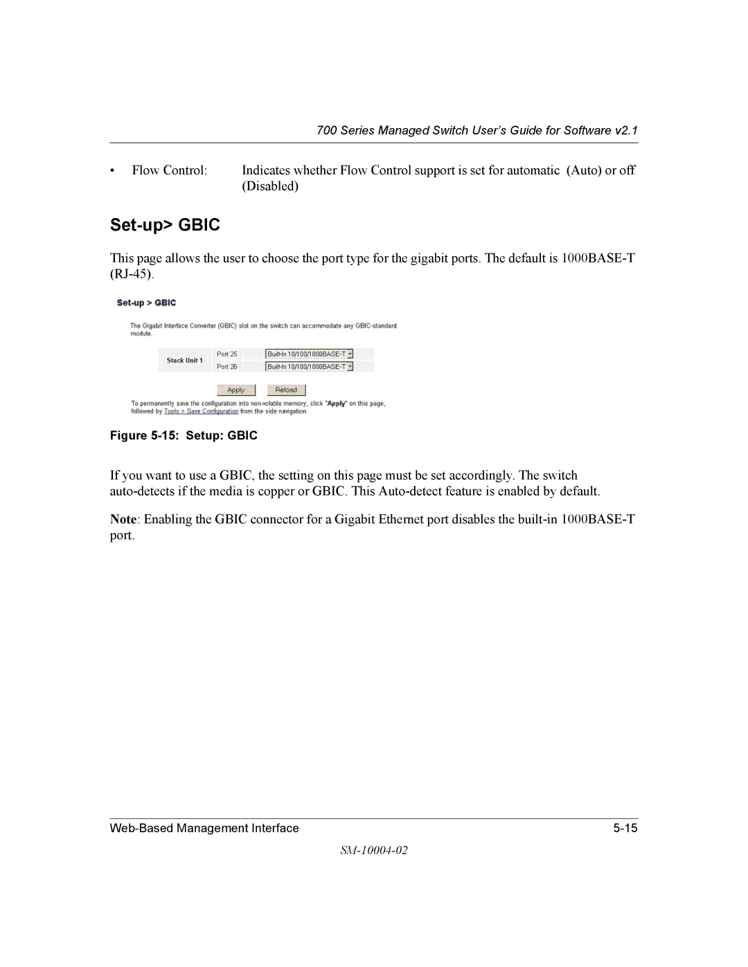 NETGEAR 700 Series manual Set-up Gbic, Setup Gbic 