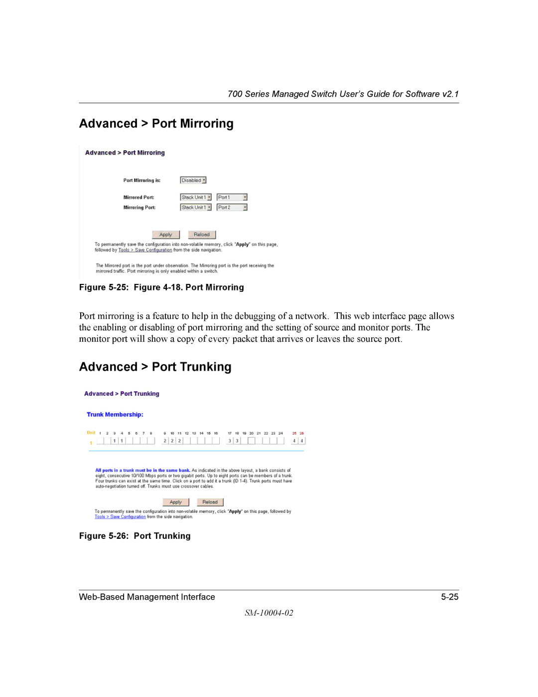 NETGEAR 700 Series manual Advanced Port Mirroring, Advanced Port Trunking 