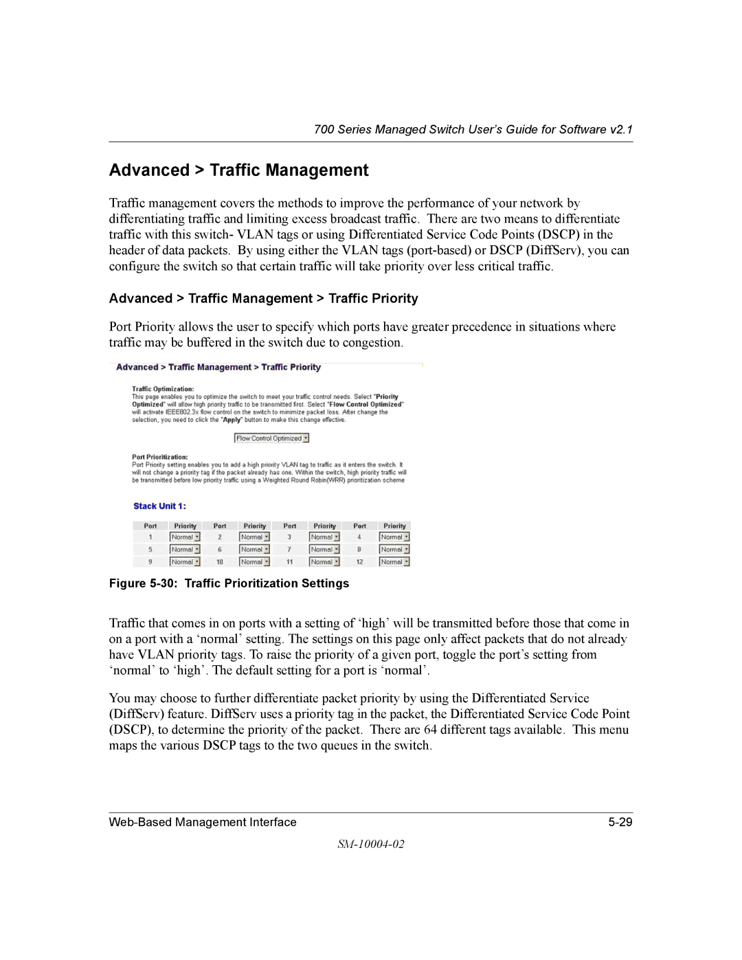 NETGEAR 700 Series manual Advanced Traffic Management Traffic Priority 