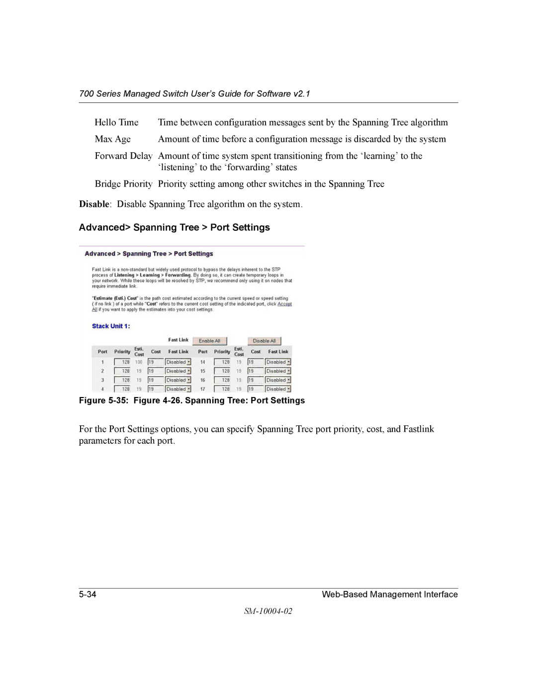 NETGEAR 700 Series manual Advanced Spanning Tree Port Settings, 35 -26. Spanning Tree Port Settings 