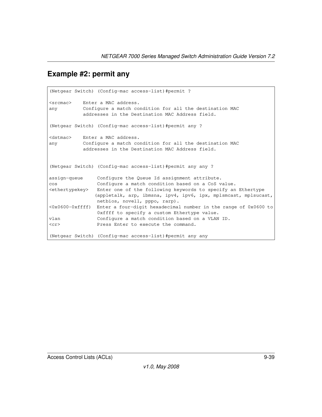 NETGEAR 7000 Series manual Example #2 permit any 