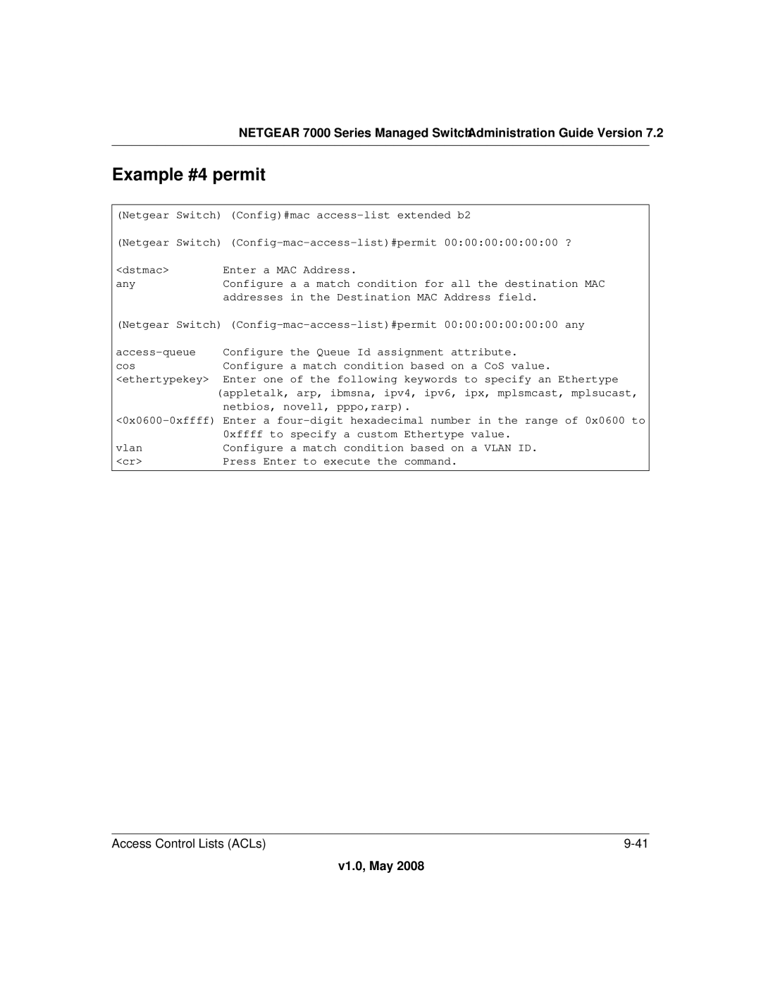 NETGEAR 7000 Series manual Example #4 permit 