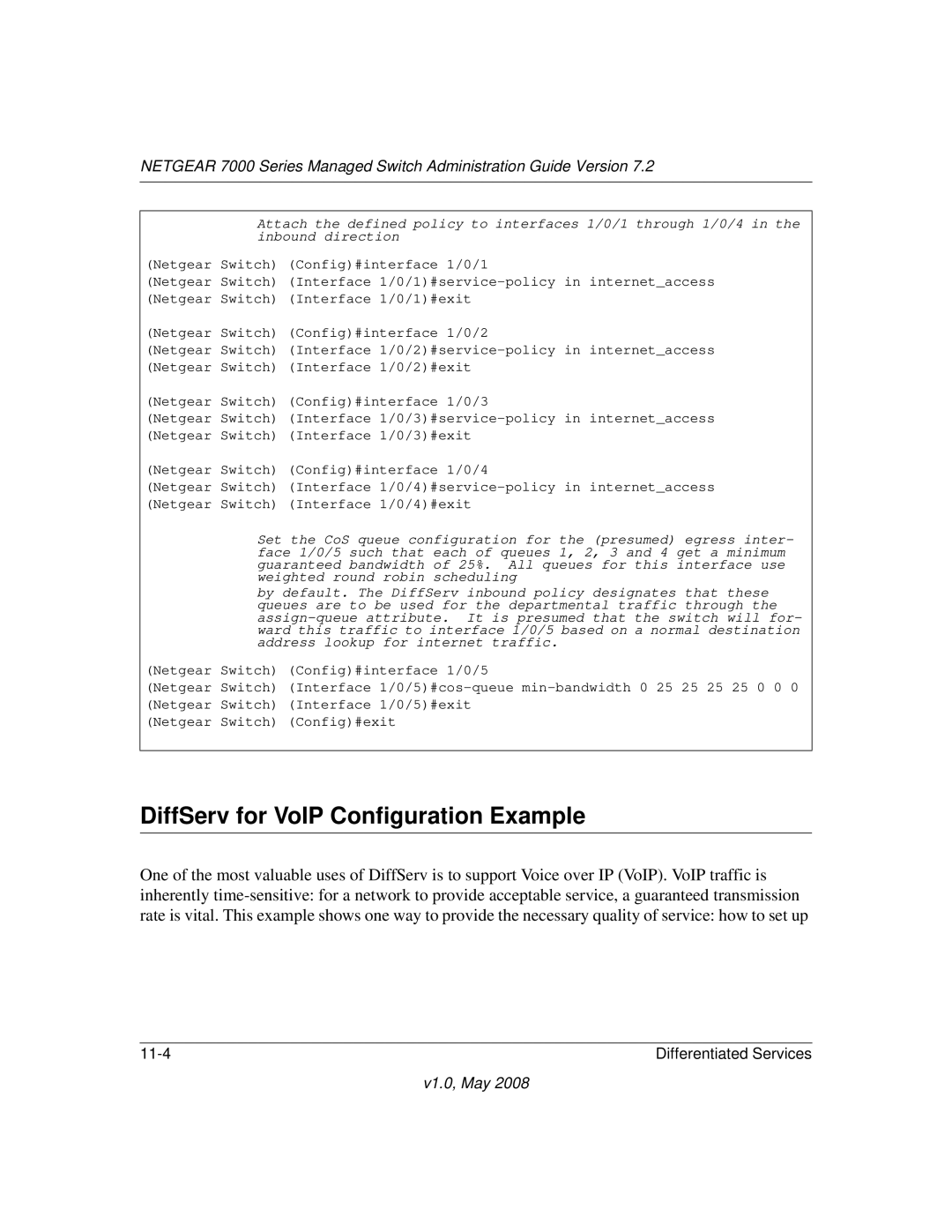 NETGEAR 7000 Series manual DiffServ for VoIP Configuration Example 