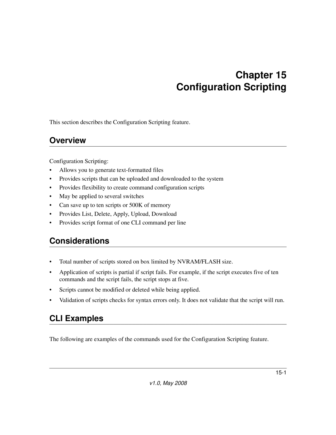 NETGEAR 7000 Series manual Chapter Configuration Scripting, Considerations 