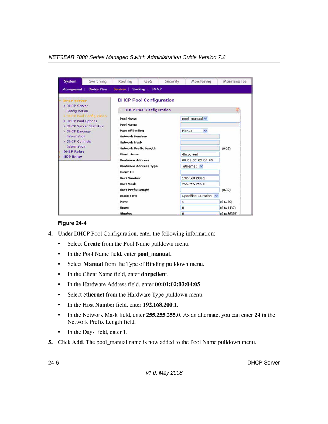 NETGEAR 7000 Series manual Dhcp Server 