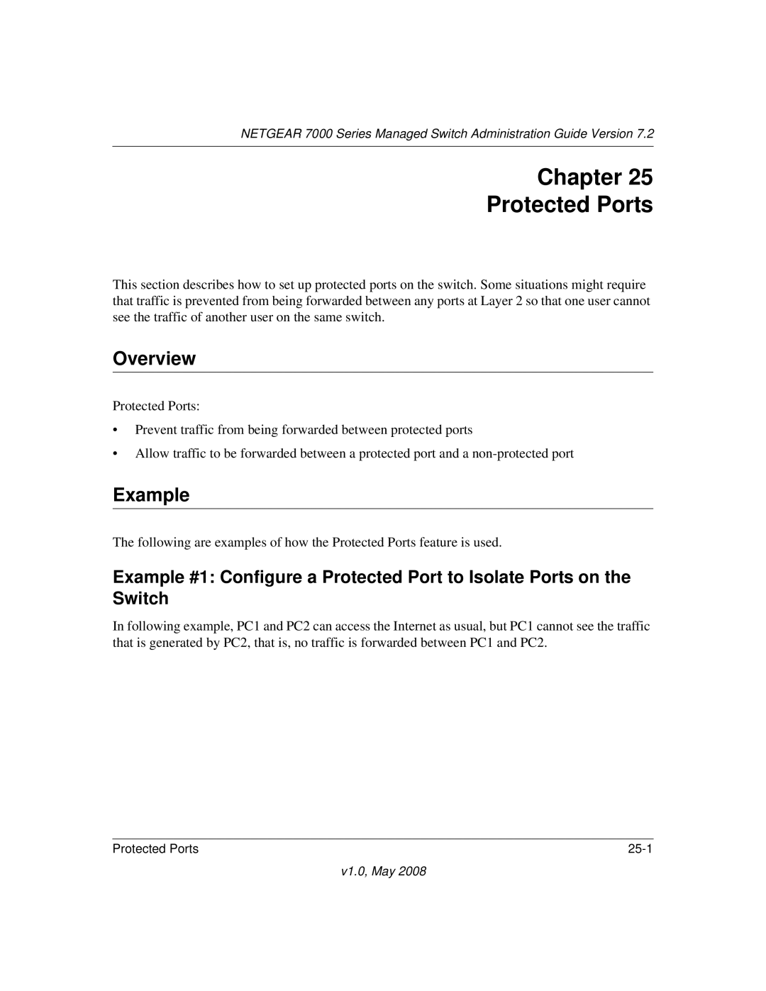 NETGEAR 7000 Series manual Chapter Protected Ports, Example 