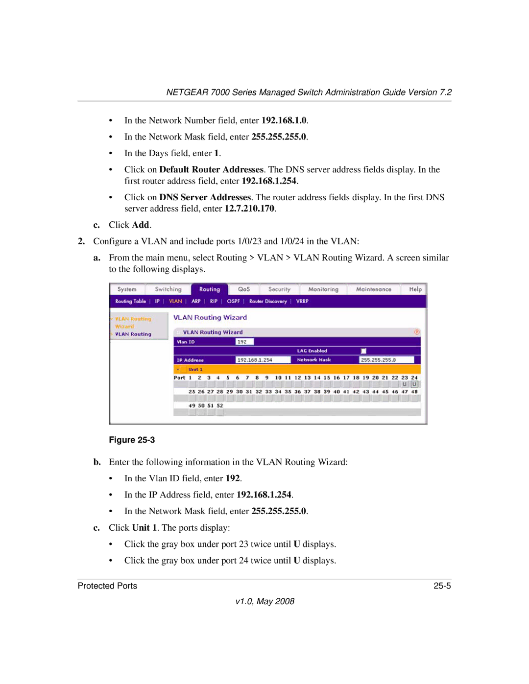 NETGEAR 7000 Series manual Protected Ports 25-5 